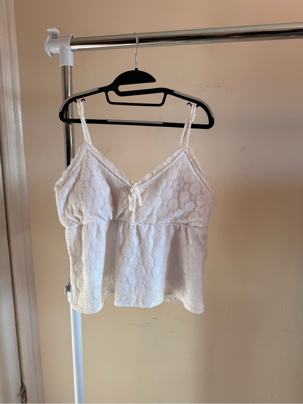 No Boundaries White Lace Cami with Bow Detail
